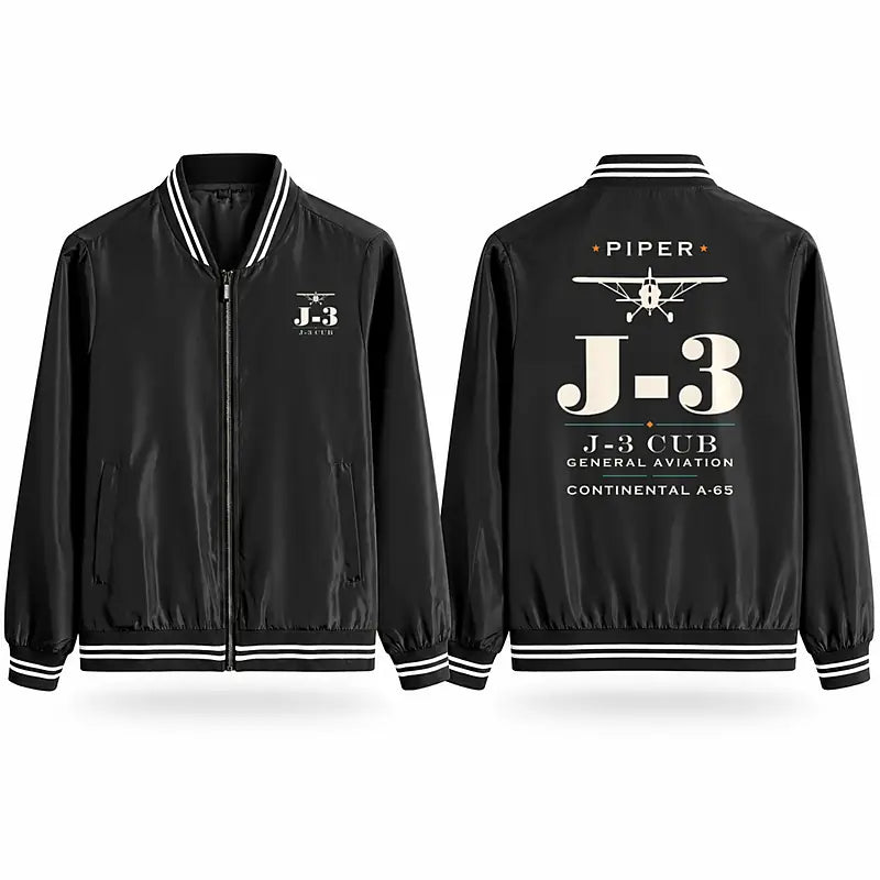 Piper J-3 Cub Stylish Jackets - Baseball Collar - Heritage - Black
