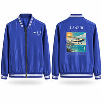 Thumbnail for Piper J-3 Cub Stylish Jackets - Baseball Collar - Poster - Royal Blue