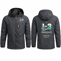 Thumbnail for Piper J-3 Cub Stylish Jackets - Hooded Windbreaker - Original - Charcoal
