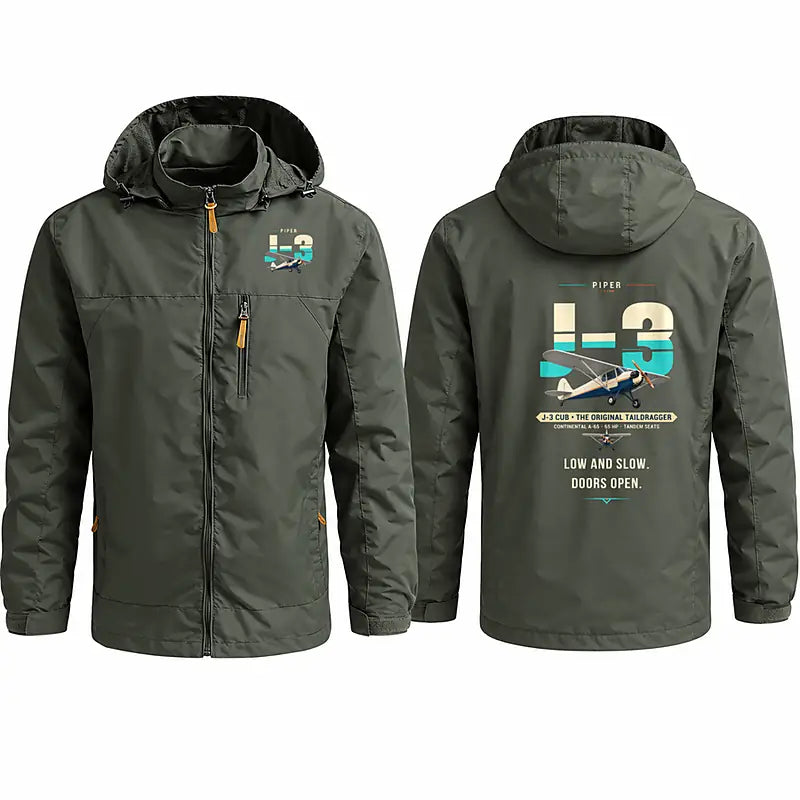 Piper J-3 Cub Stylish Jackets - Hooded Windbreaker - Original - Olive Green