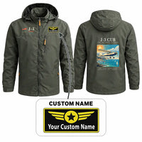 Thumbnail for Piper J-3 Cub Stylish Jackets - Hooded Windbreaker - Poster + Name - Olive Green