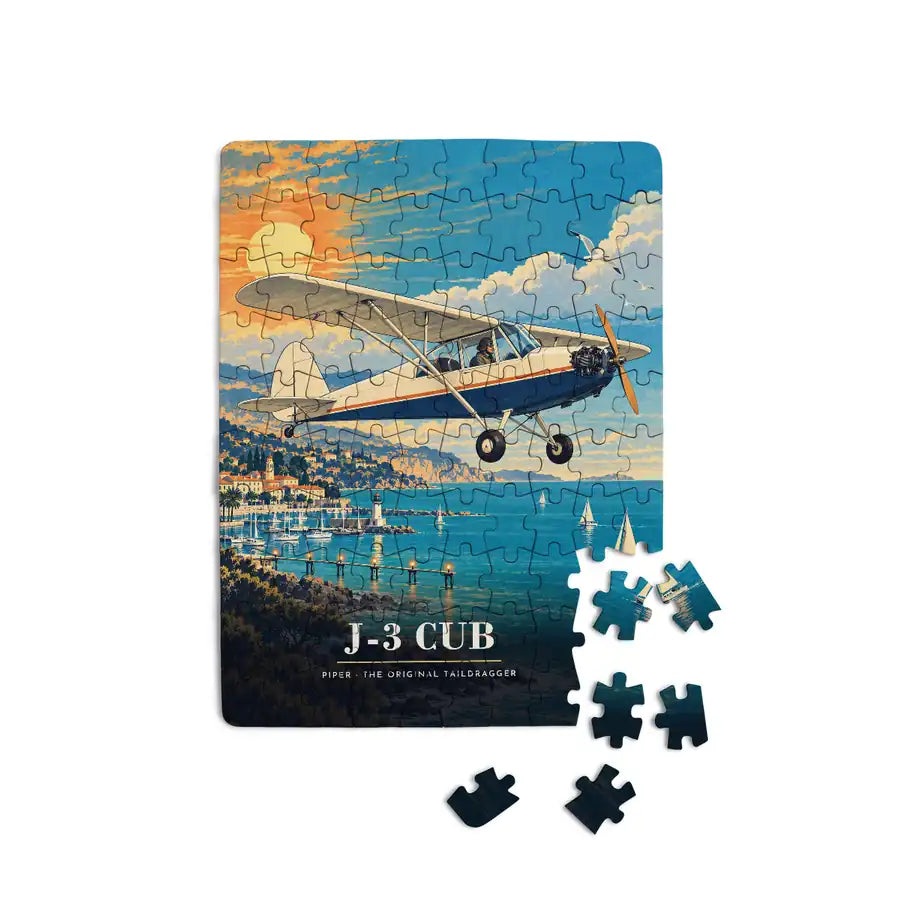 Piper J-3 Cub - Vertical + Text - Canvas Puzzle