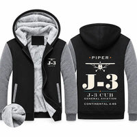 Thumbnail for Piper J-3 Cub Zipped Sweatshirts - Heritage - Black & Gray