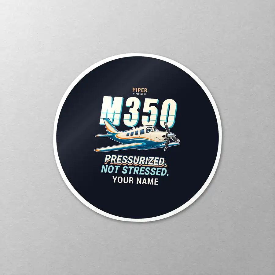 Piper M350 - Cartoon + Name - Circle Sticker - Close-up