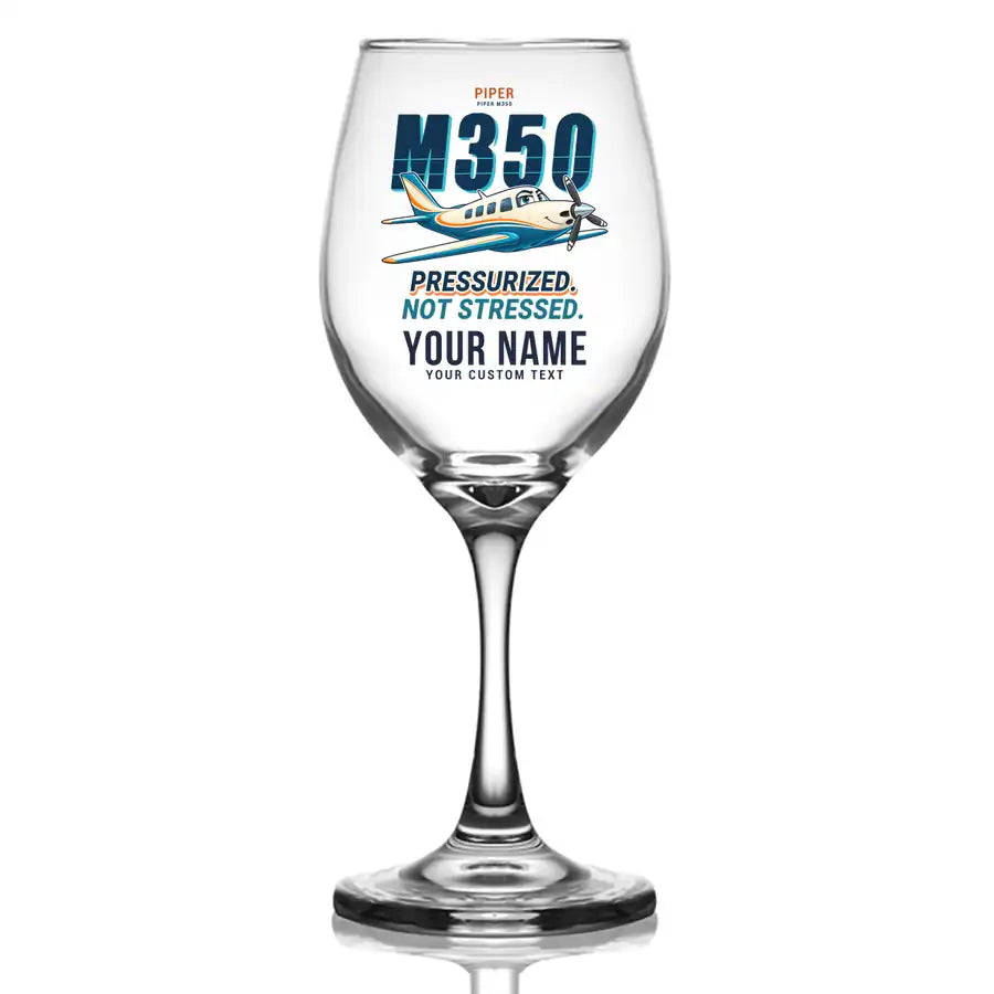 Piper M350 - Cartoon + Name - Wine Glass