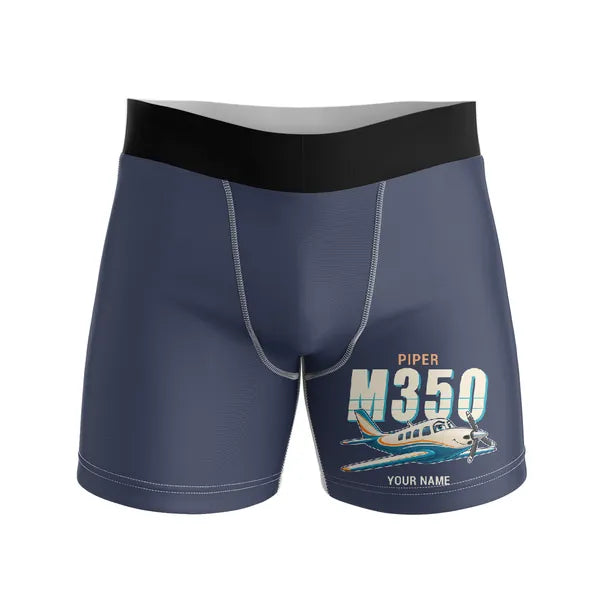 Piper M350 - Men Boxers - Cartoon + Name - Navy Blue