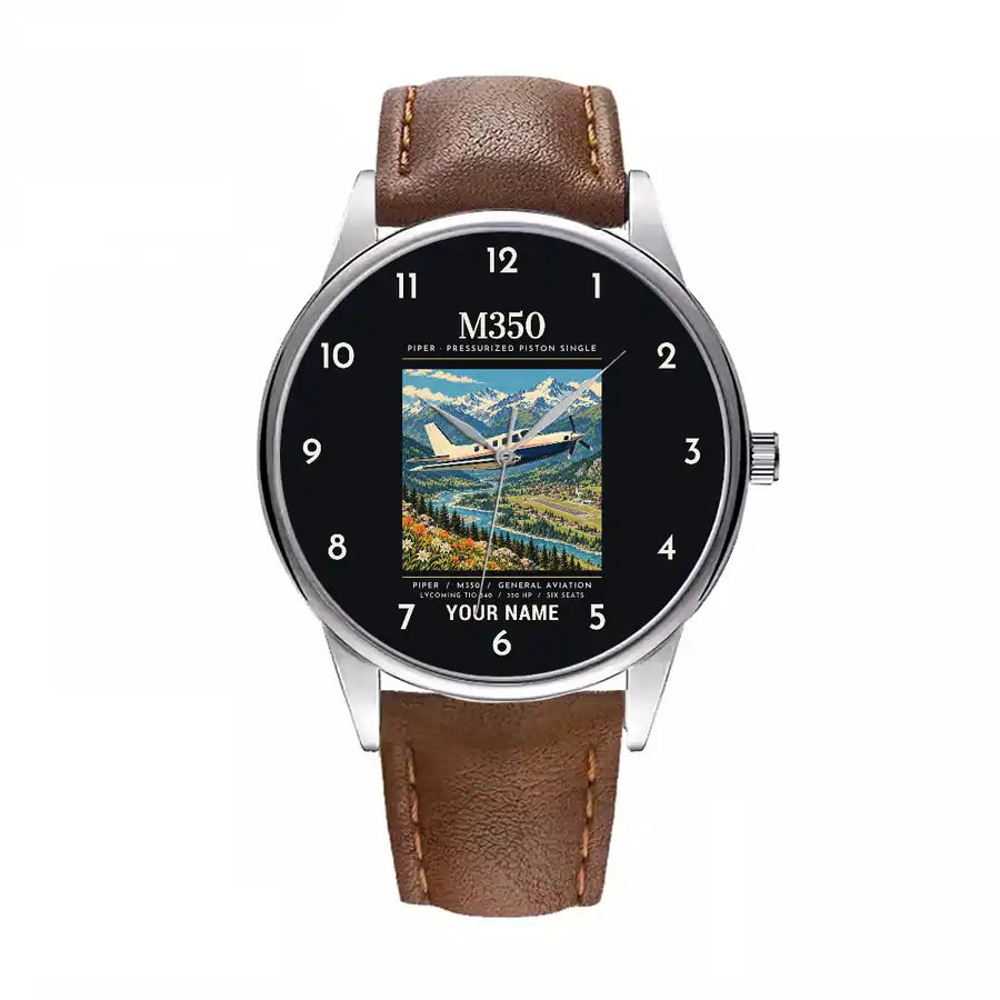 Piper M350 - Poster + Name - Leather Strap - Brown Leather Strap