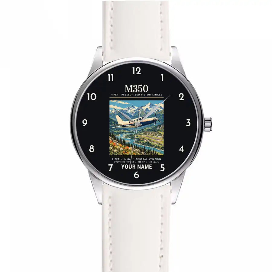 Piper M350 - Poster + Name - Leather Strap - White Leather Strap