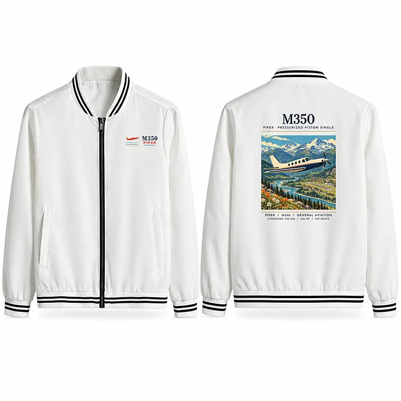 Piper M350 Stylish Jackets - Baseball Collar - Poster - White