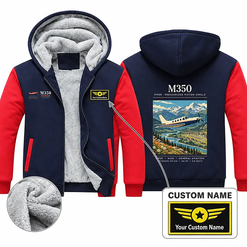 Piper M350 Zipped Sweatshirts - Poster + Name - Navy & Red