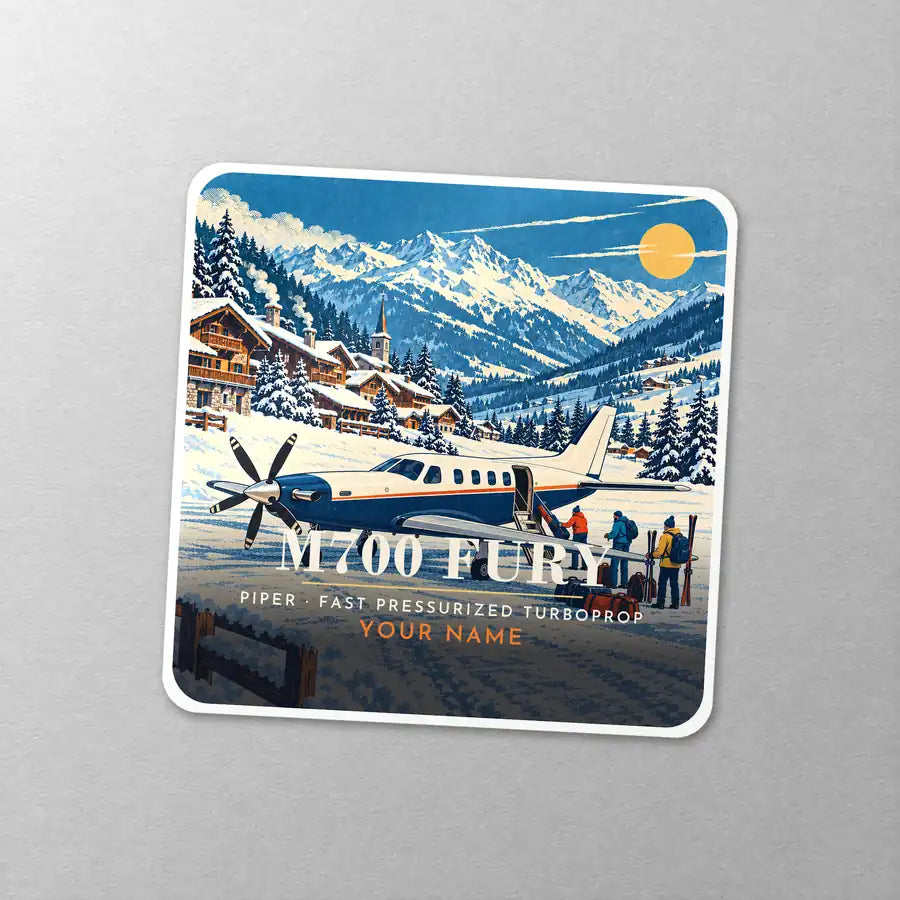 Piper M700 Fury - 3D + Name - Square Sticker - Close-up