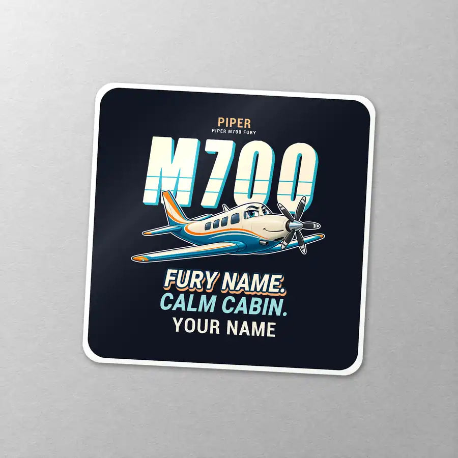 Piper M700 Fury - Cartoon + Name - Square Sticker - Close-up