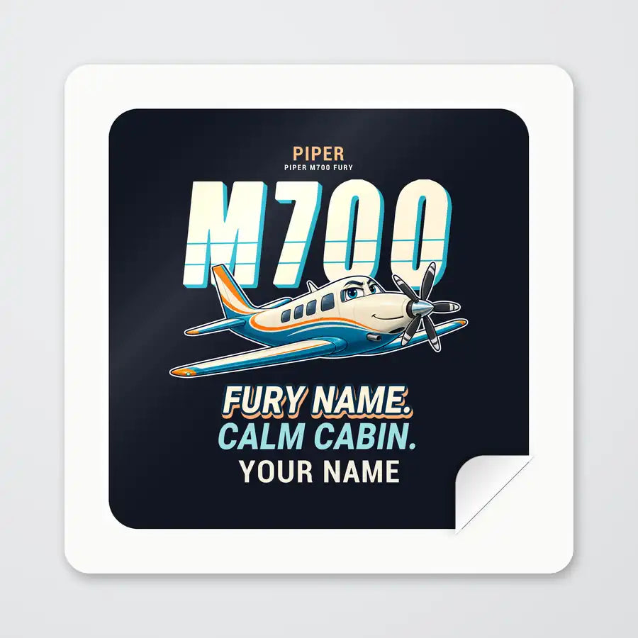 Piper M700 Fury - Cartoon + Name - Square Sticker - Peel