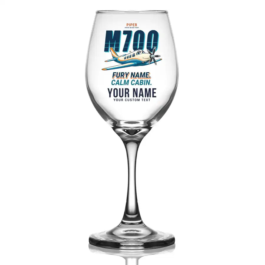 Piper M700 Fury - Cartoon + Name - Wine Glass