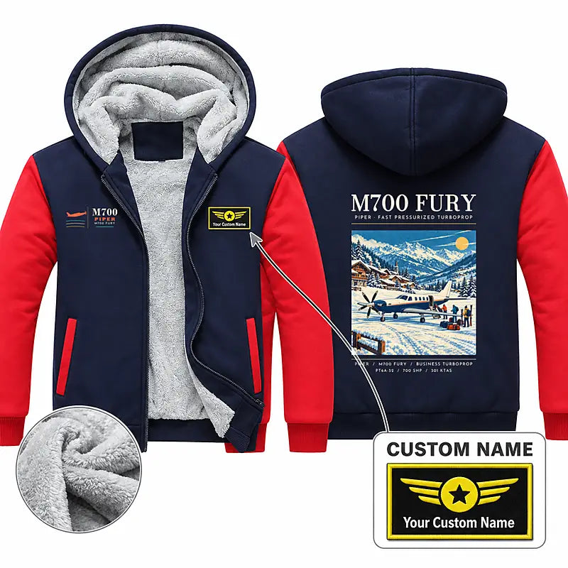 Piper M700 Fury Zipped Sweatshirts - Poster + Name - Navy & Red