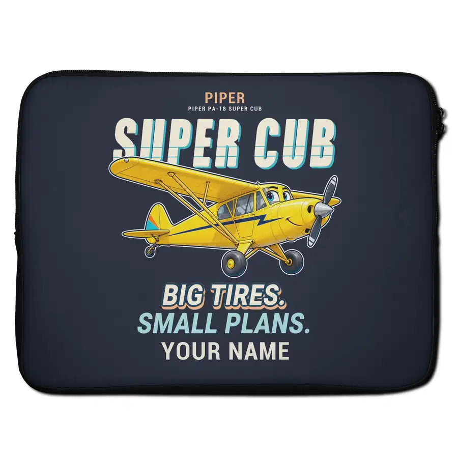 Piper PA-18 Super Cub - Cartoon + Name - Laptop Sleeve