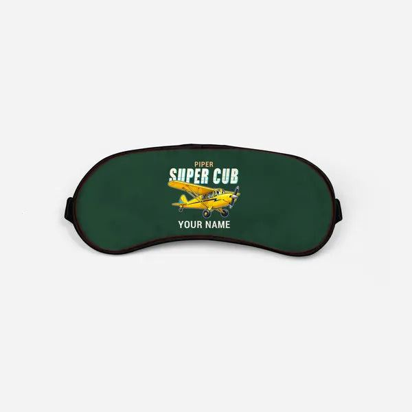 Piper PA-18 Super Cub - Cartoon + Name - Sleep Mask - Dark Green