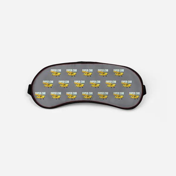 Piper PA-18 Super Cub - Cartoon Pattern - Sleep Mask - Gray