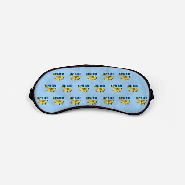 Piper PA-18 Super Cub - Cartoon Pattern - Sleep Mask - Light Blue