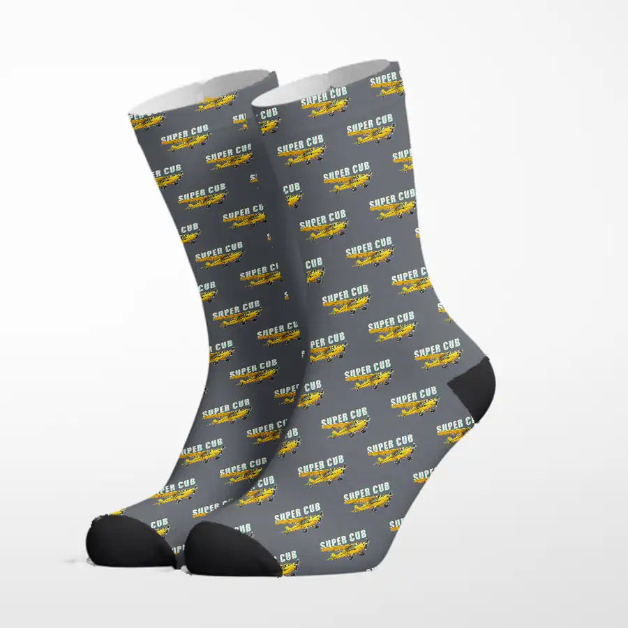 Piper PA-18 Super Cub - Cartoon - Socks - Grey