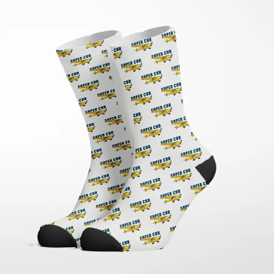 Piper PA-18 Super Cub - Cartoon - Socks - White