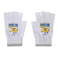 Thumbnail for Piper PA-18 Super Cub - Gloves - Cut - Cartoon + Name - Light Gray