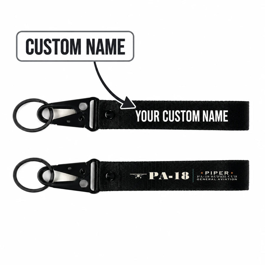 Piper PA-18 Super Cub Hawk-Shaped Key Chains - Black - Heritage - Personalized