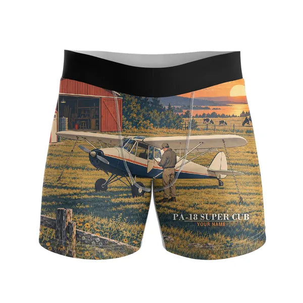 Piper PA-18 Super Cub - Men Boxers - 3D + Name - Full Print