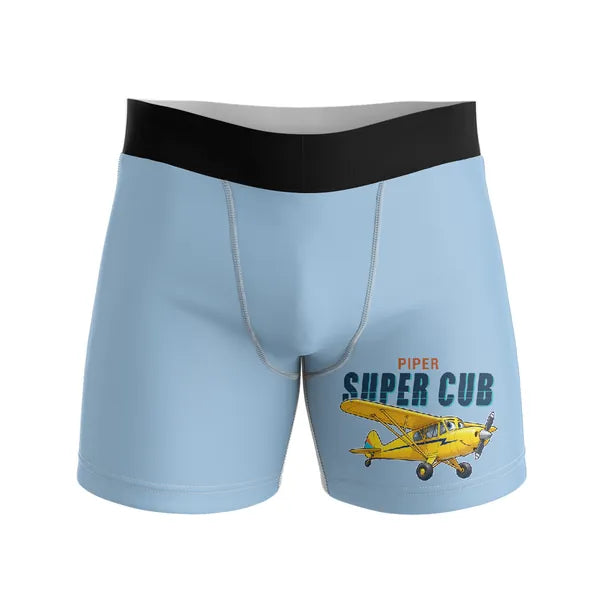 Piper PA-18 Super Cub - Men Boxers - Cartoon - Light Blue