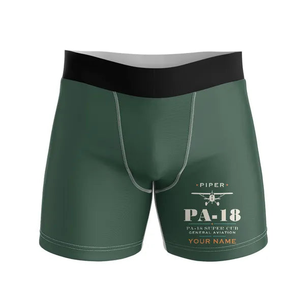 Piper PA-18 Super Cub - Men Boxers - Heritage + Name - Dark Green