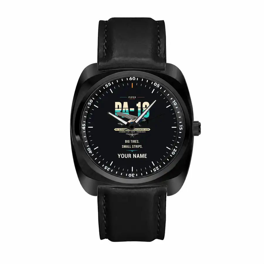 Piper PA-18 Super Cub - Original + Name - Luxury Cushion - Black and Black Strap
