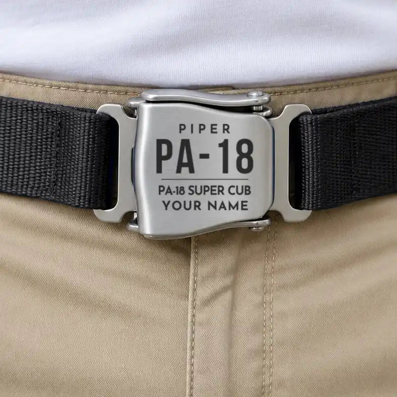 Piper PA-18 Super Cub - Seat Belt - Tag + Name - Black