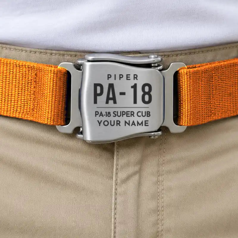 Piper PA-18 Super Cub - Seat Belt - Tag + Name - Orange