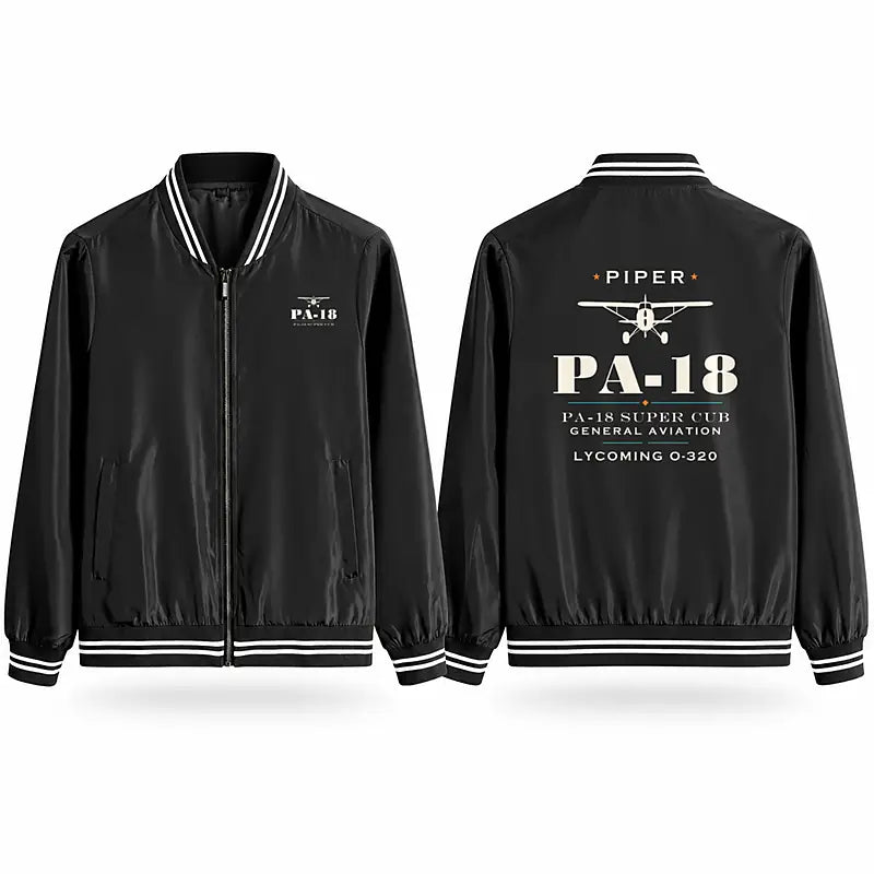 Piper PA-18 Super Cub Stylish Jackets - Baseball Collar - Heritage - Black