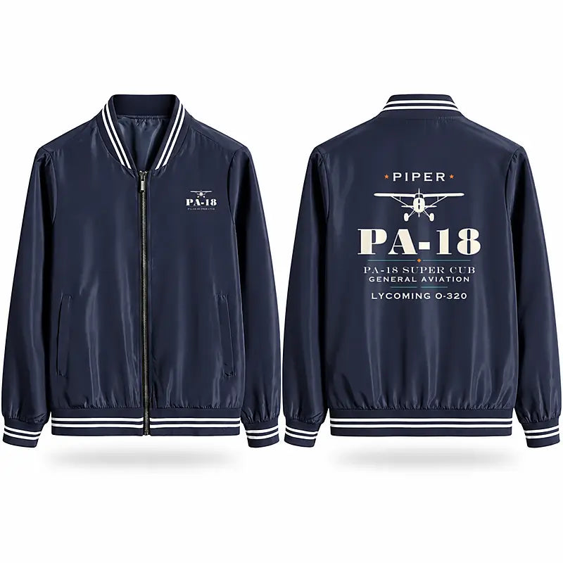 Piper PA-18 Super Cub Stylish Jackets - Baseball Collar - Heritage - Navy Blue