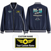Thumbnail for Piper PA-18 Super Cub Stylish Jackets - Baseball Collar - Original + Name - Navy Blue
