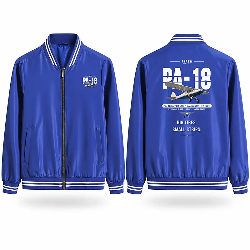 Piper PA-18 Super Cub Stylish Jackets - Baseball Collar - Original - Royal Blue