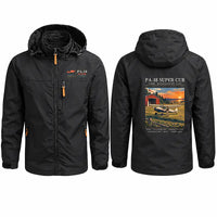 Thumbnail for Piper PA-18 Super Cub Stylish Jackets - Hooded Windbreaker - Poster - Black
