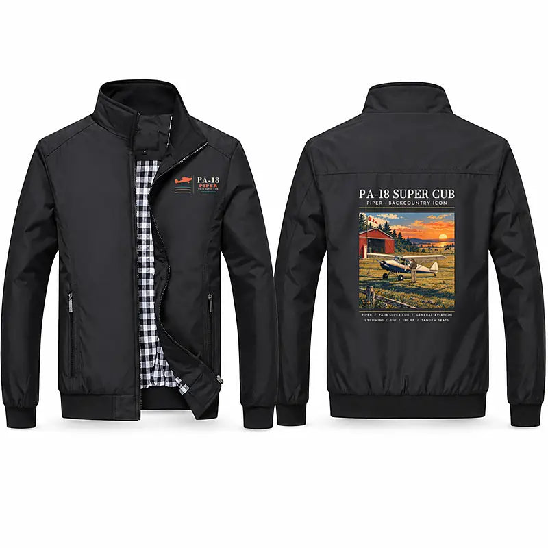 Piper PA-18 Super Cub Stylish Jackets - Stand Collar - Poster - Black
