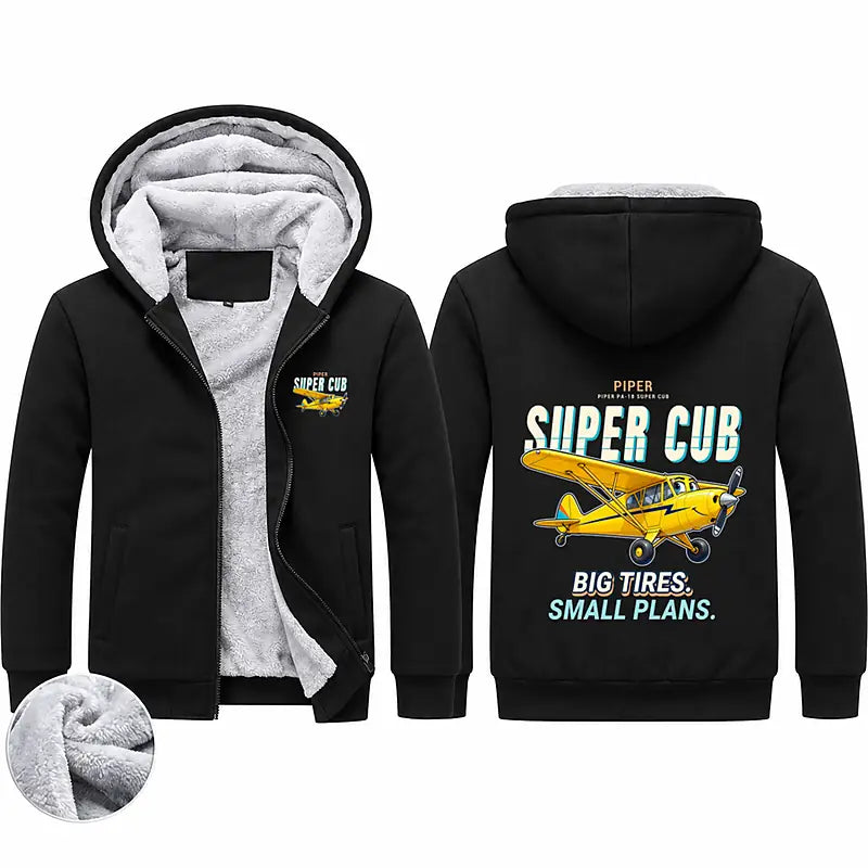 Piper PA-18 Super Cub Zipped Sweatshirts - Cartoon - Black