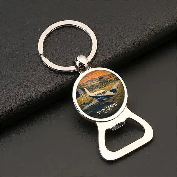 Piper PA-23-250 Aztec - 3D + Name - Bottle Opener Key Chain - Full Print