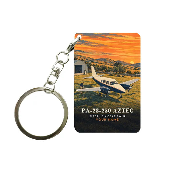 Piper PA-23-250 Aztec - 3D + Name - Key Chain - Full Print
