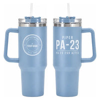 Thumbnail for Piper PA-23-250 Aztec - 40oz Car Mug - Tag + Name - Light Blue