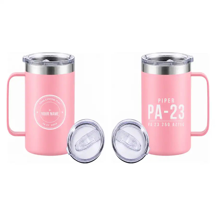 Piper PA-23-250 Aztec - Beverage Mug - Tag + Name - Pink