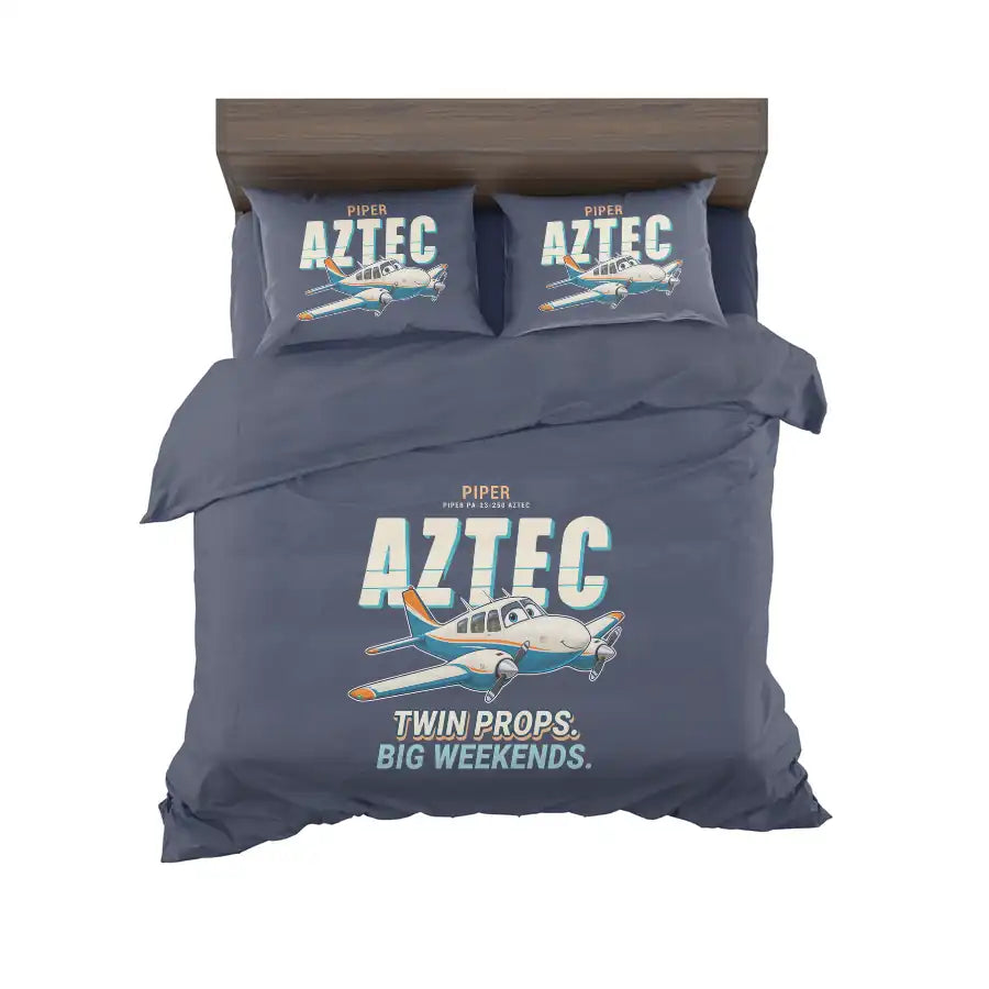 Piper PA-23-250 Aztec - Cartoon - Bedding Set - Navy Blue