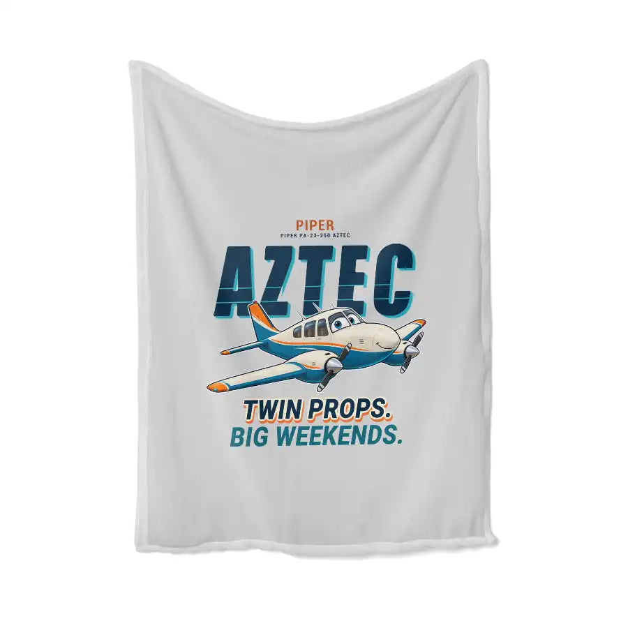 Piper PA-23-250 Aztec - Cartoon - Blanket - Light Gray