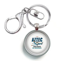 Thumbnail for Piper PA-23-250 Aztec - Cartoon - Circle Key Chain - White