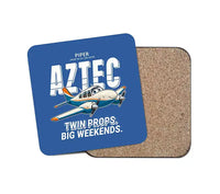 Thumbnail for Piper PA-23-250 Aztec - Cartoon - Coaster - Blue