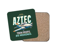 Thumbnail for Piper PA-23-250 Aztec - Cartoon - Coaster - Dark Green