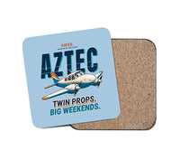 Thumbnail for Piper PA-23-250 Aztec - Cartoon - Coaster - Light Blue